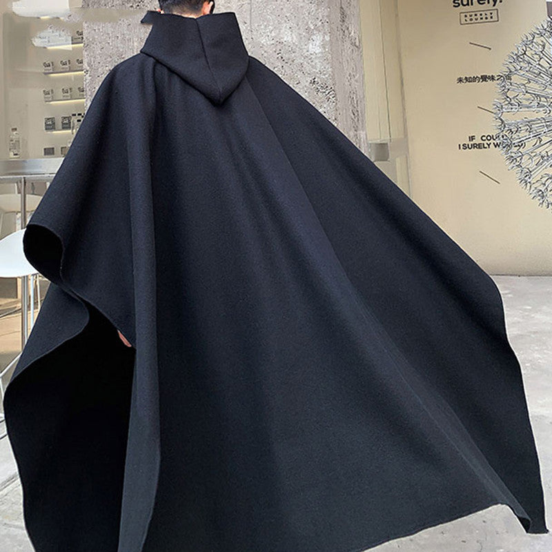 Men Cloak Coats Hooded Solid Loose Streetwear Punk