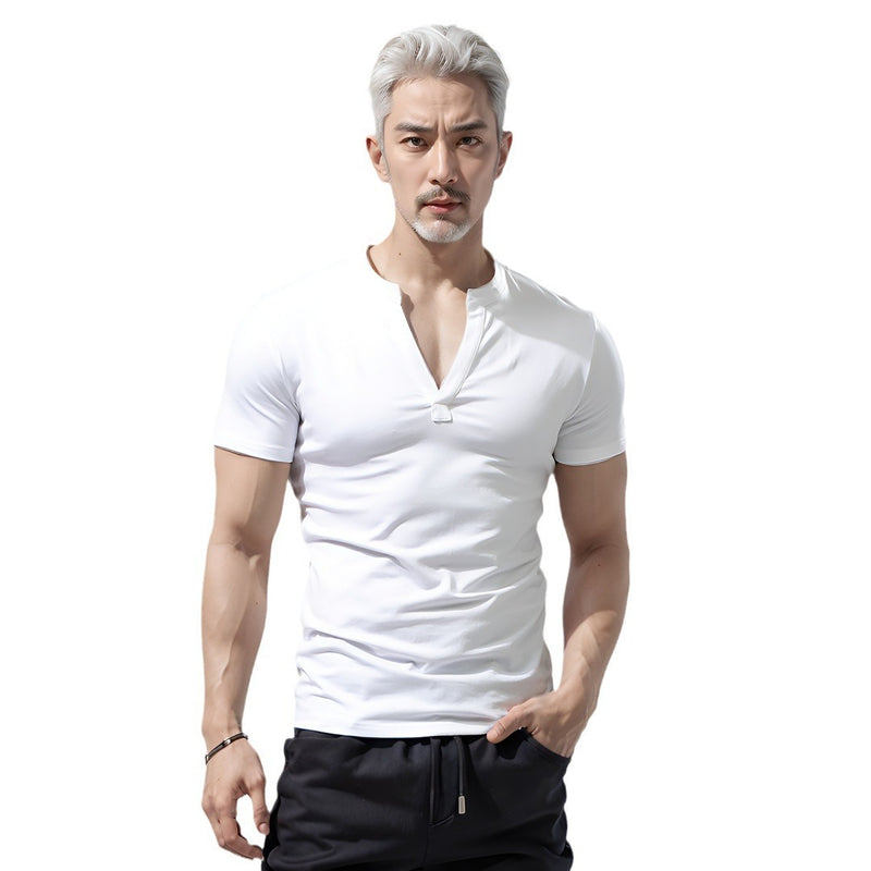 Retro Cardigan Half Sleeve Quick-drying Slim Fit Tight Breathable t-shirt