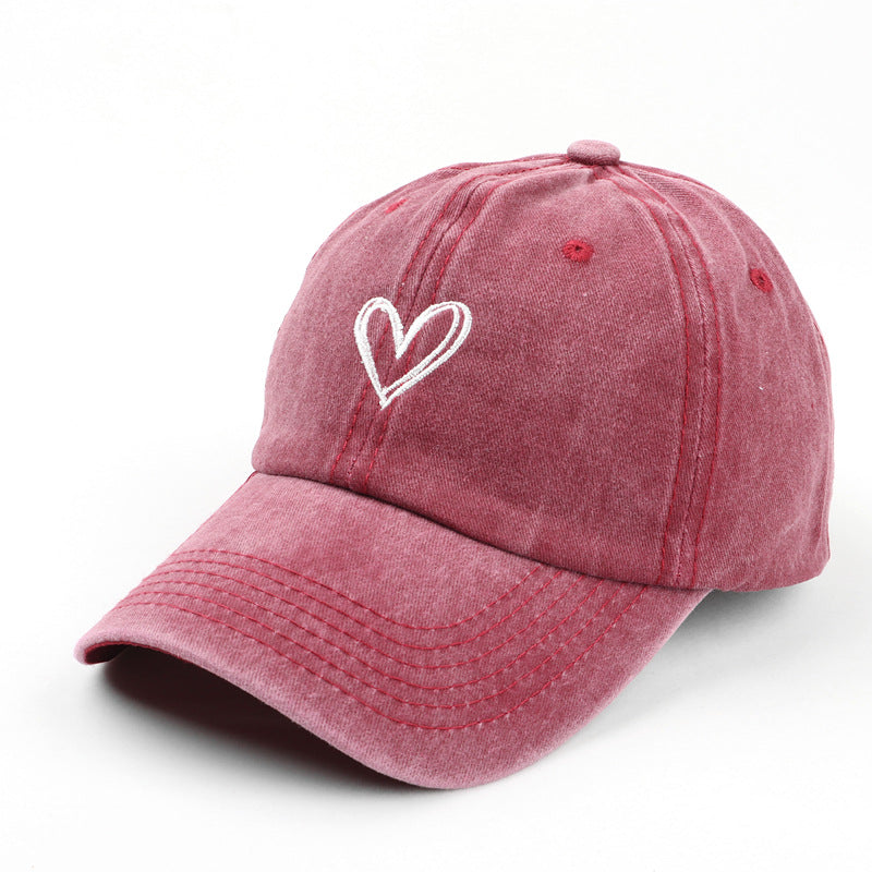 Love Embroidered Couple Duck Tongue Hat