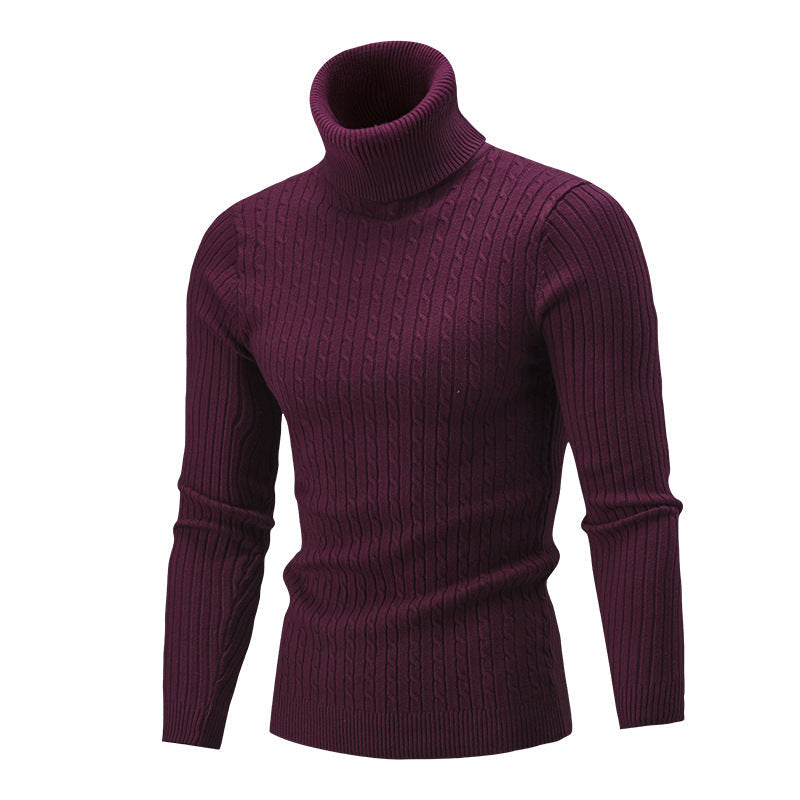 Twist Knit Sweater Slim-fit High Neck