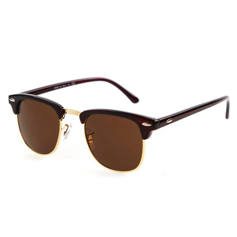 metal half frame sunglasses