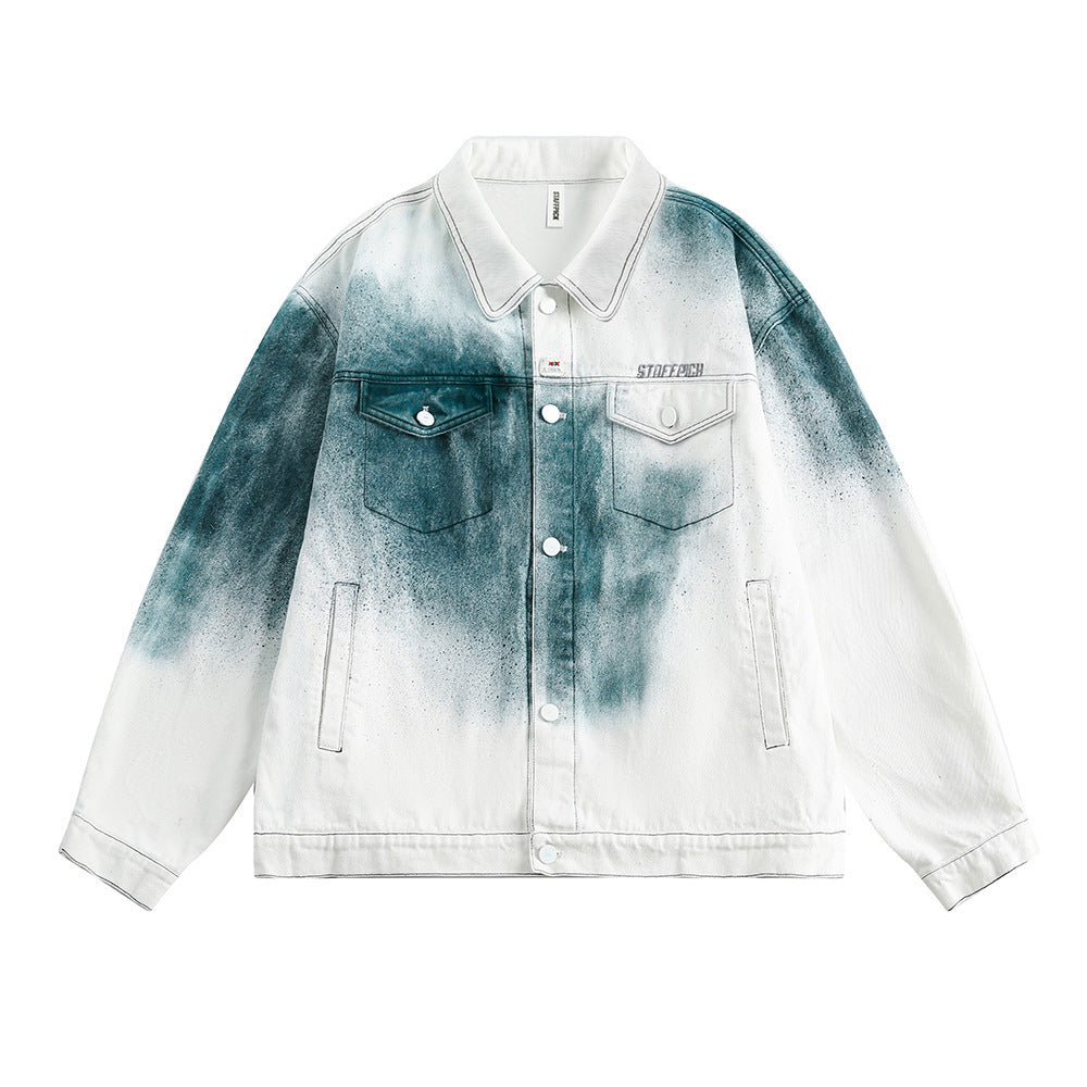 Cappotto in denim sfumato con inchiostro splash