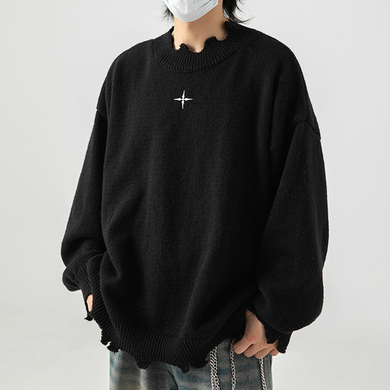 Irregular Raw Hem Sweater Men's And Women's