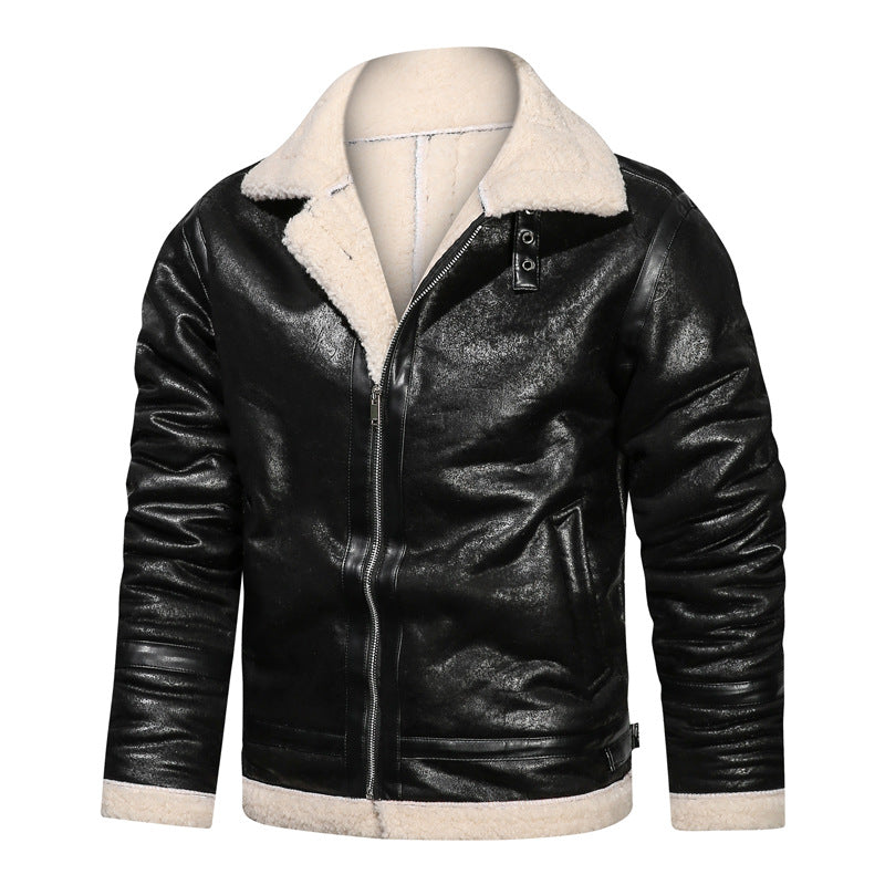 Casual Lapel Faux Fur One-piece Men's Jacket