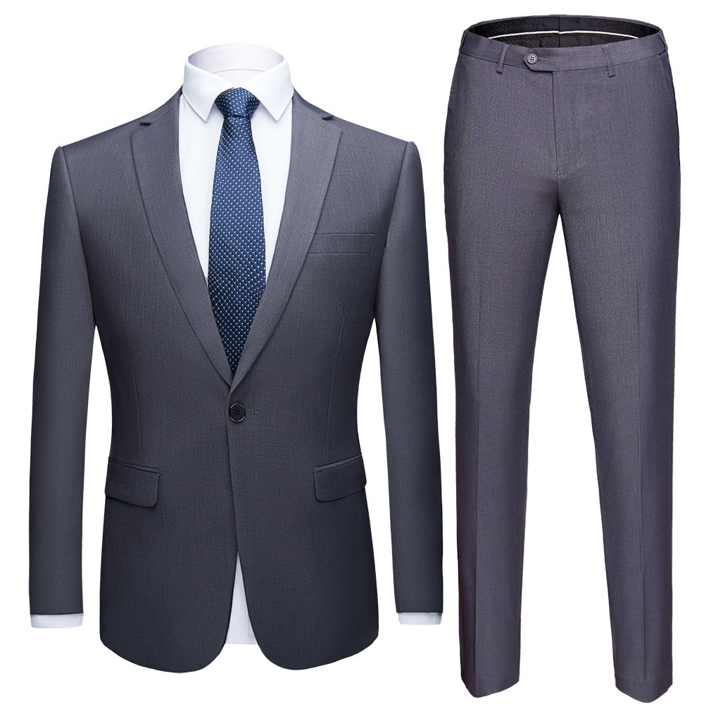 Solid Color two-piece Small Suit for men