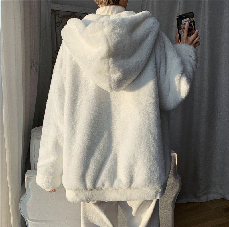 Pure Color Lamb Cashmere Cotton Coat