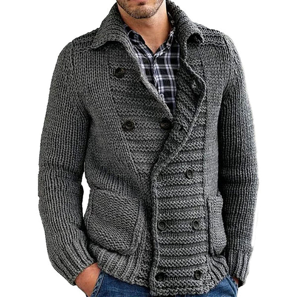 Cardigan Solid Color Lapel Long-sleeved Knitted Jacket