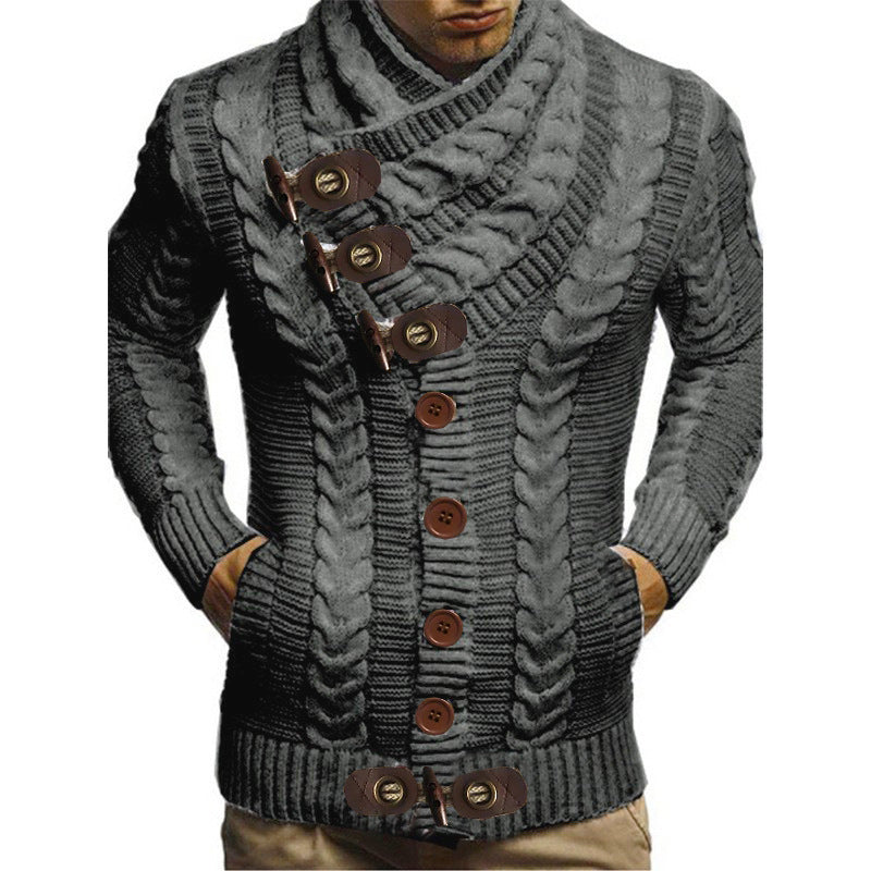 Men's Turtleneck Button Knit Jacket Sweater