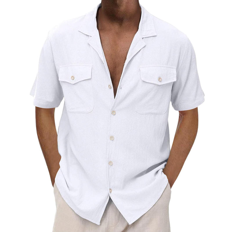 Men's Casual Loose Solid Color Pocket Shirt