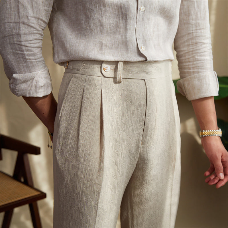 Monterosso Seersucker Pleated Trousers