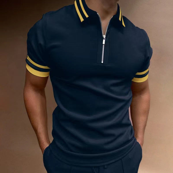 Zipper Stitching Men's Sports Polo Shirt