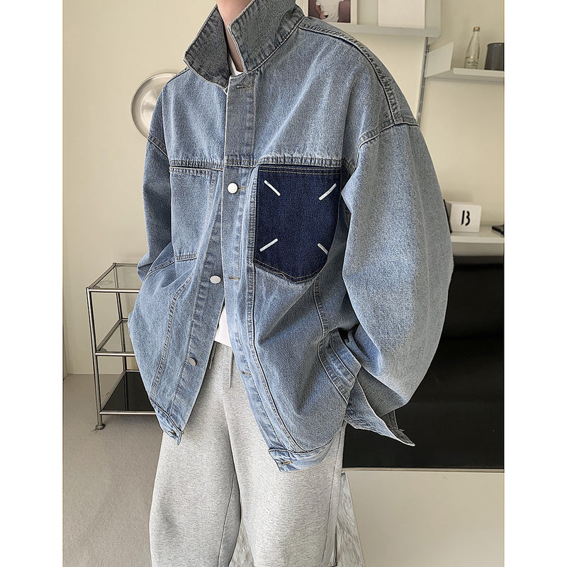 Men's Washable Contrasting Casual Denim Jacket