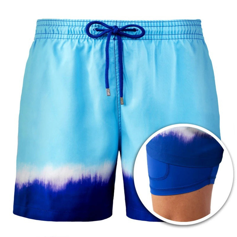 Men's Printed Beach Shorts Double Layer Shorts Summer