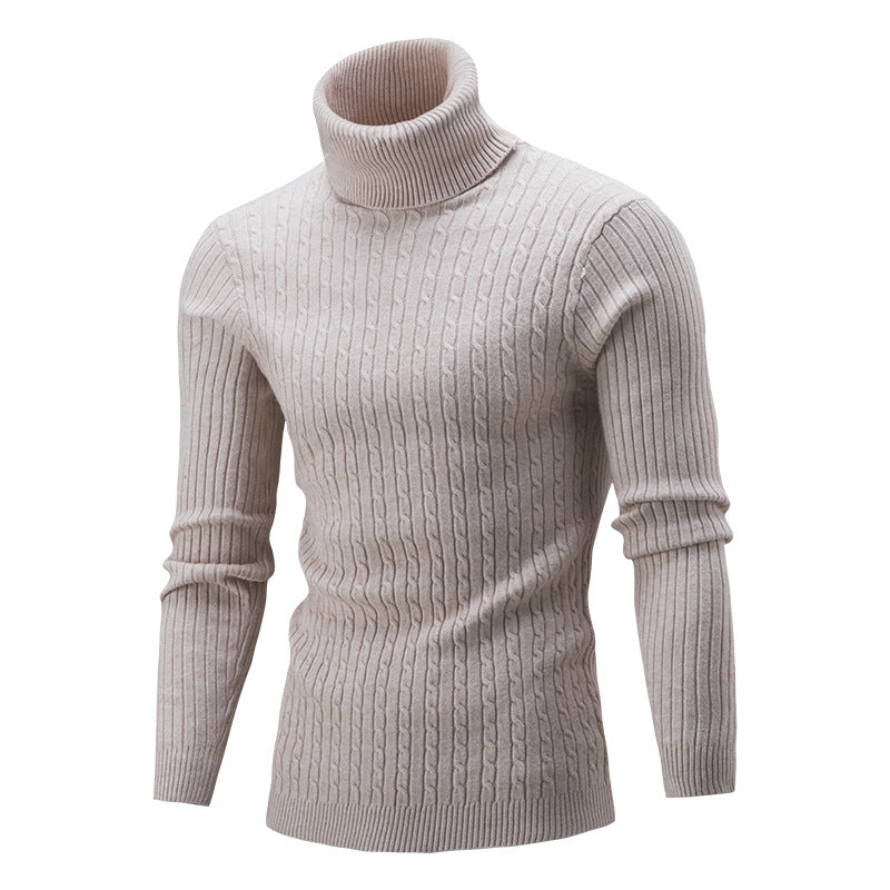 Twist Knit Sweater Slim-fit High Neck