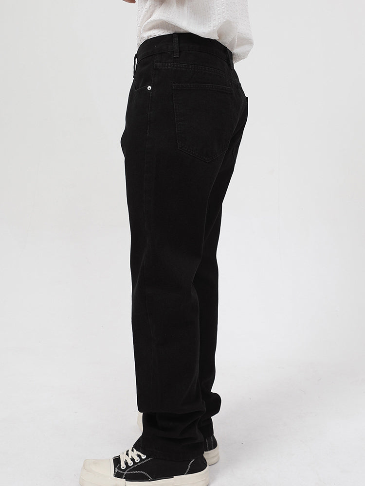 Men's Double Zipper Split Black Jeans