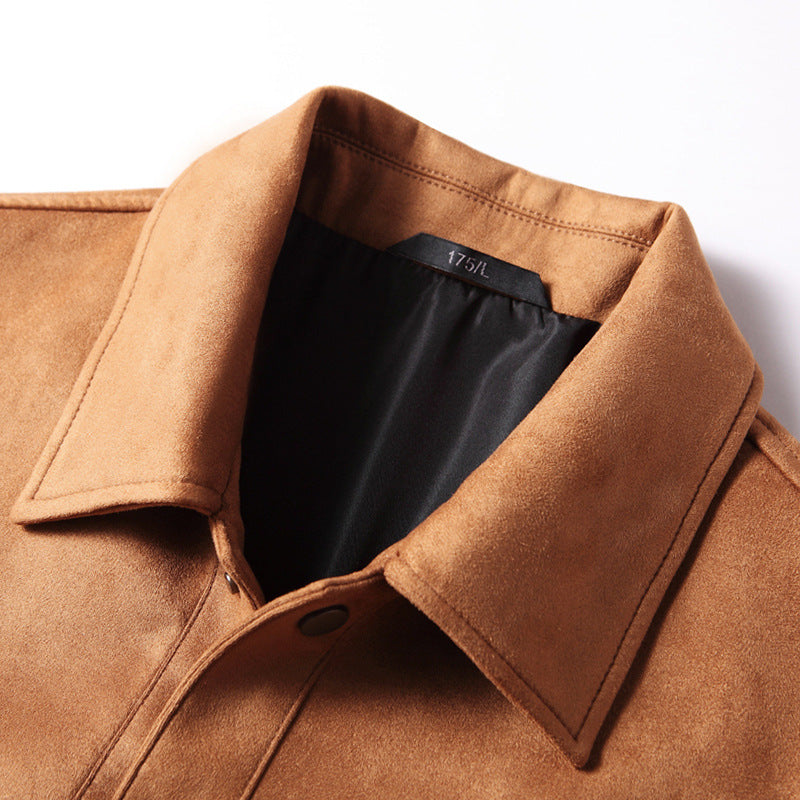 Simple Men's Loose Polyester Suede Jacket