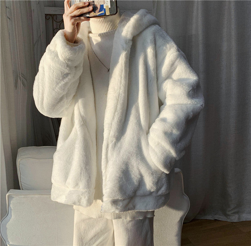 Pure Color Lamb Cashmere Cotton Coat