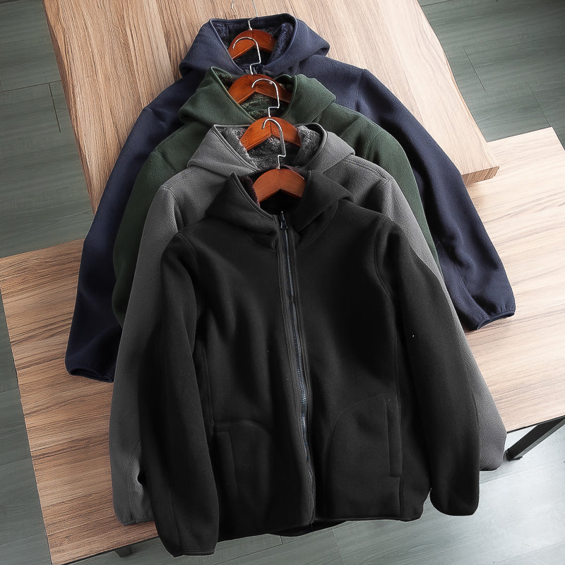 Outdoor Coral Fleece Double-sided Fleece Hooded Jacket