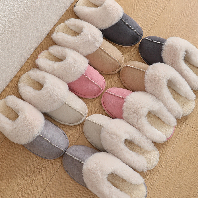 Winter Warm Plush Home Slippers Indoor Fur Slippers Women