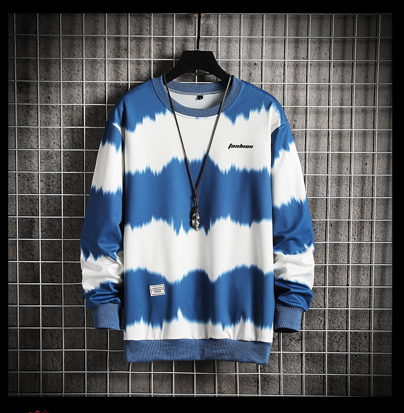 Maglione casual da uomo bicolore tie-dye