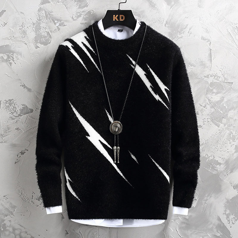 Jacquard Crew Neck Sweater Men's