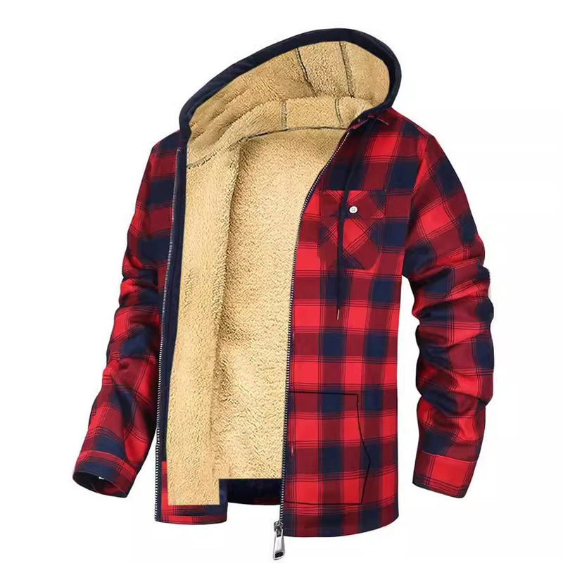 Thickened Cotton-padded Plaid Long Sleeve Loose jacket