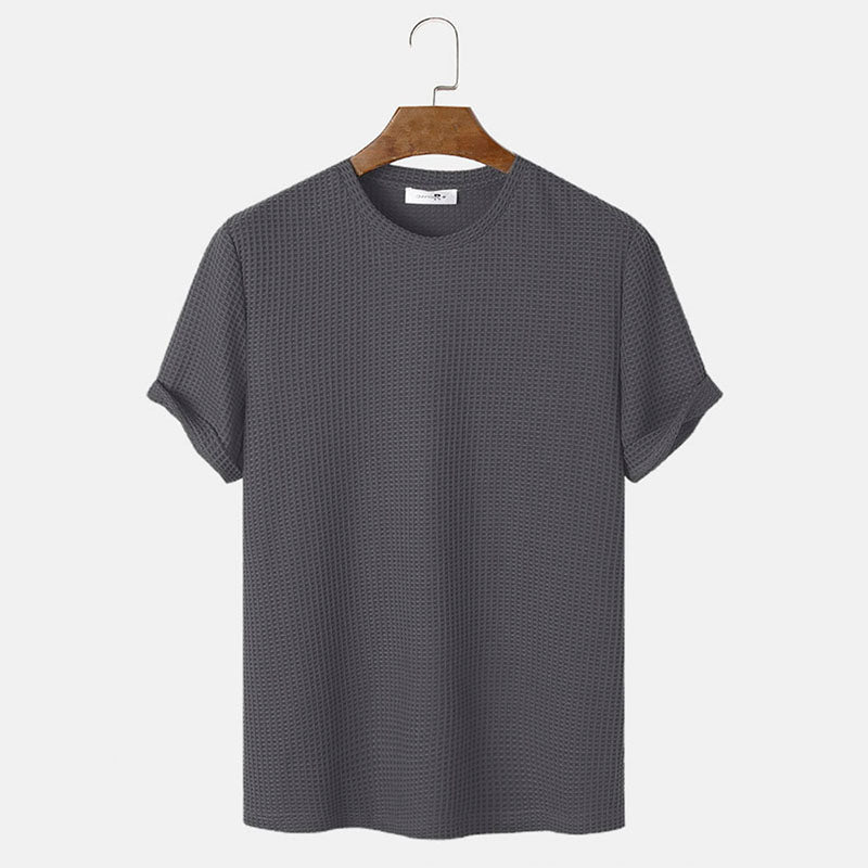 Men Summer Solid Color Round Neck T-Shirts