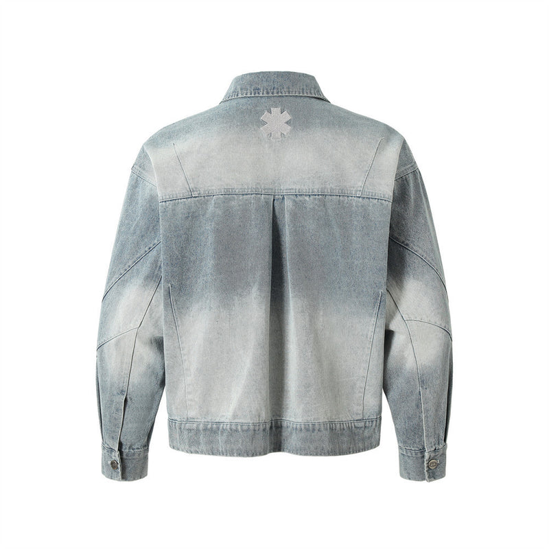 Punk Heavy Wash Denim Coat Men's High Street