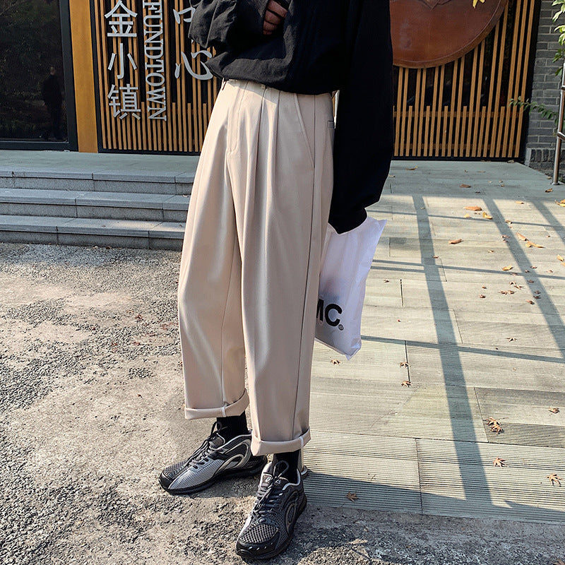 Straight pants men with wide leg pants