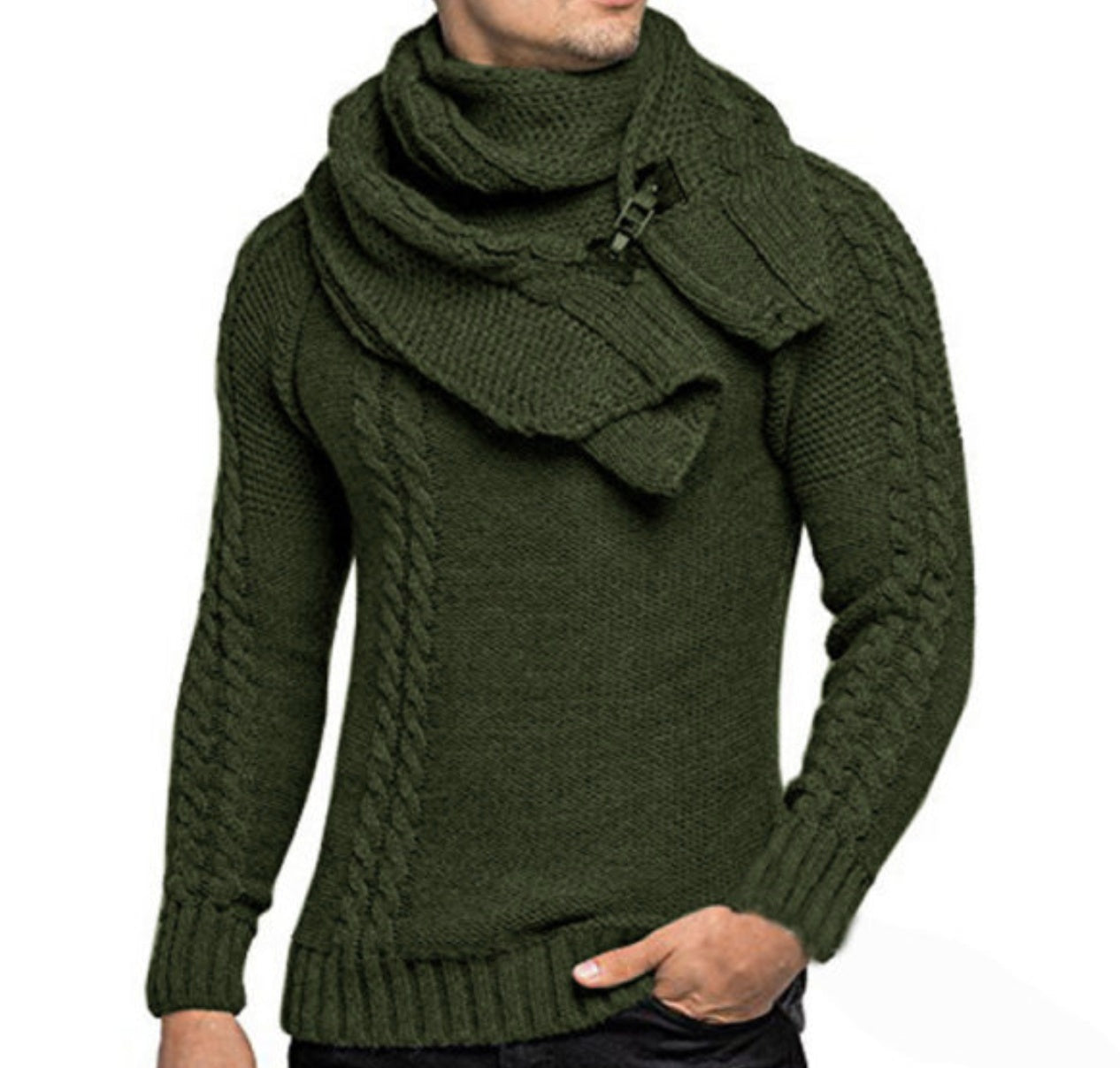 Pull coupe slim à la mode pour homme, pull chaud pour l'hiver