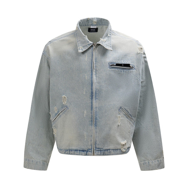 Punk Worn Out Denim Jacket Men