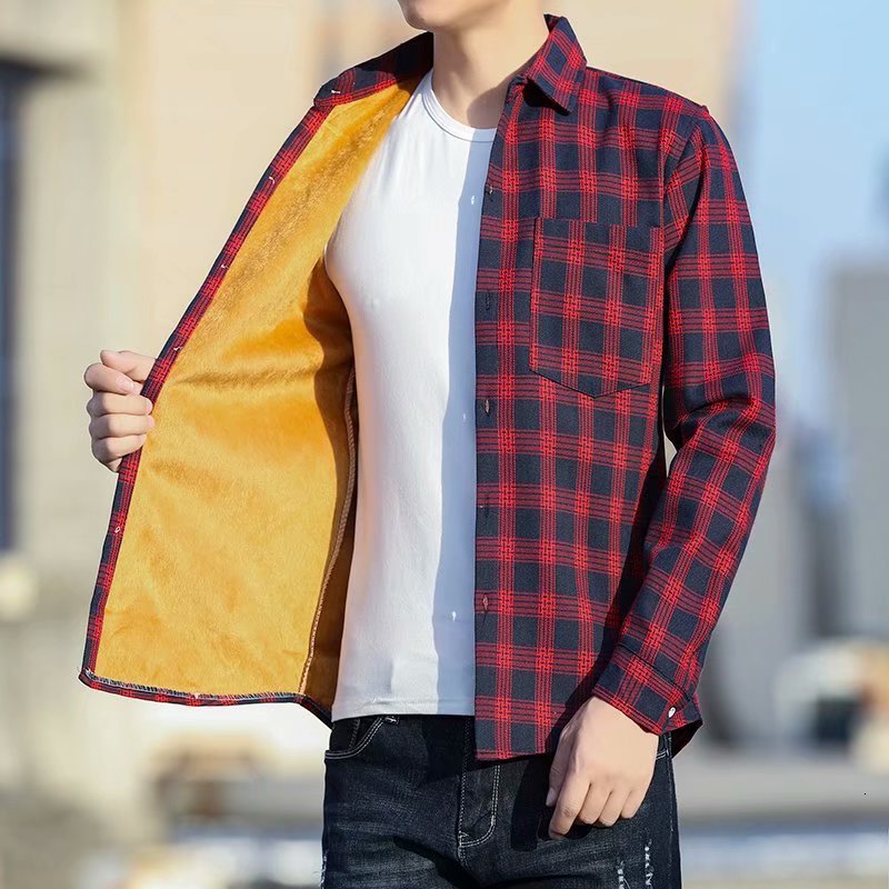 Long sleeve plaid shirt men