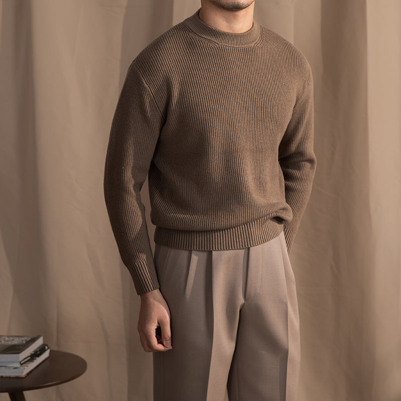 Casuale Ribbed Knit Wool Blend Sweater