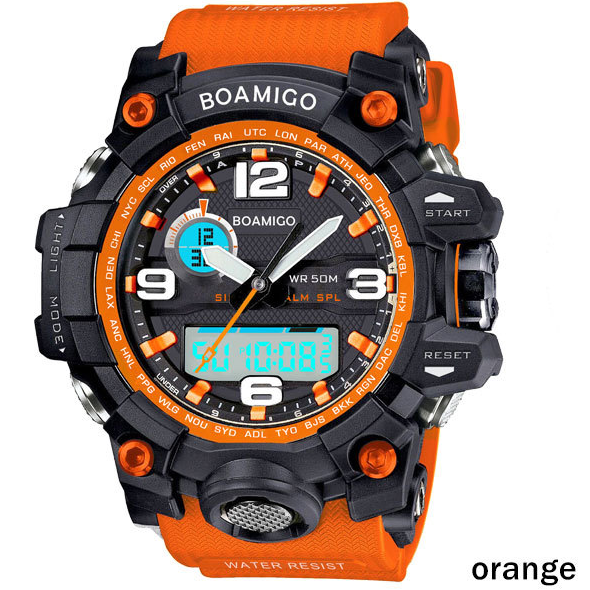 BOAMIGO men sports watches dual display analog digital LED Electronic quartz watch