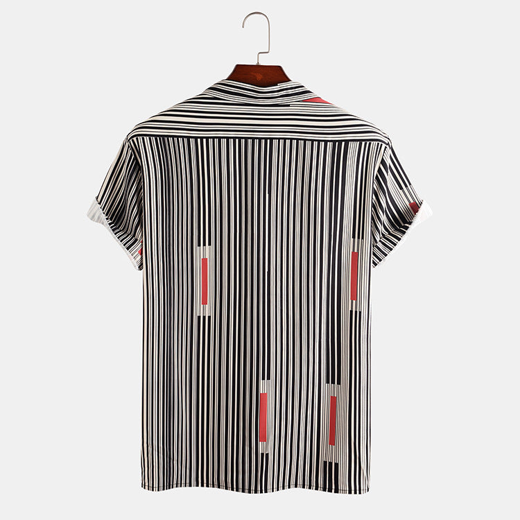 Summer Striped Men's Short Sleeve Thin