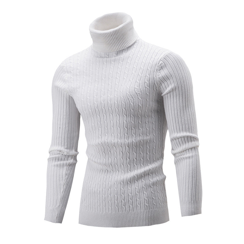 Twist Knit Sweater Slim-fit High Neck