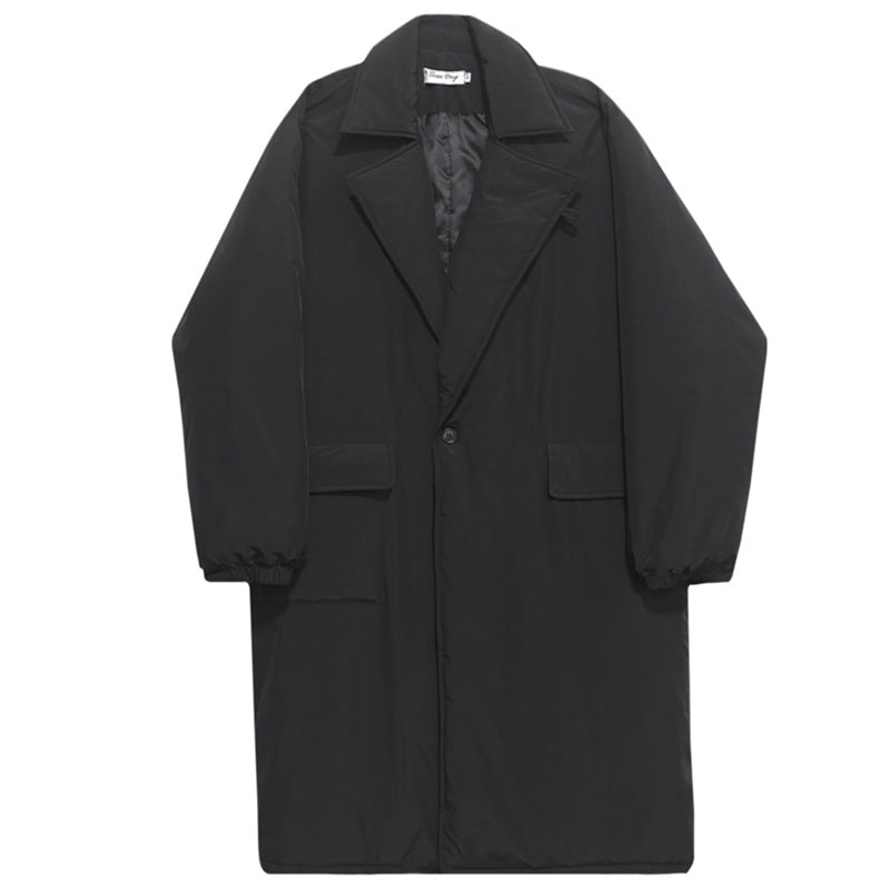 Dark Oversized Suit Over-the-Knee Mid-Length trench Coat