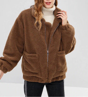 Lamb Zipper Coat Women