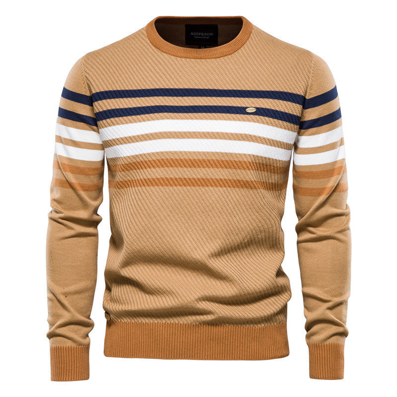 Maglione casual da uomo a righe con colori a contrasto