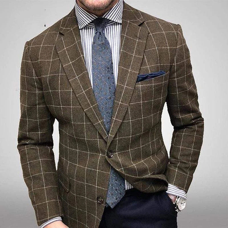 European and American New Style Plaid Casual blazer Men