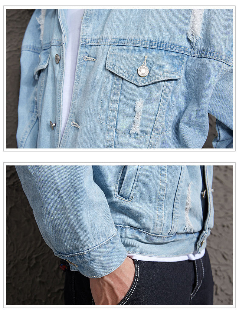 Casual thin fashion urban hooded denim jacket