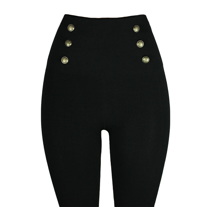 High-waisted Tight Pants Tummy Control Zipper Leggings for Women