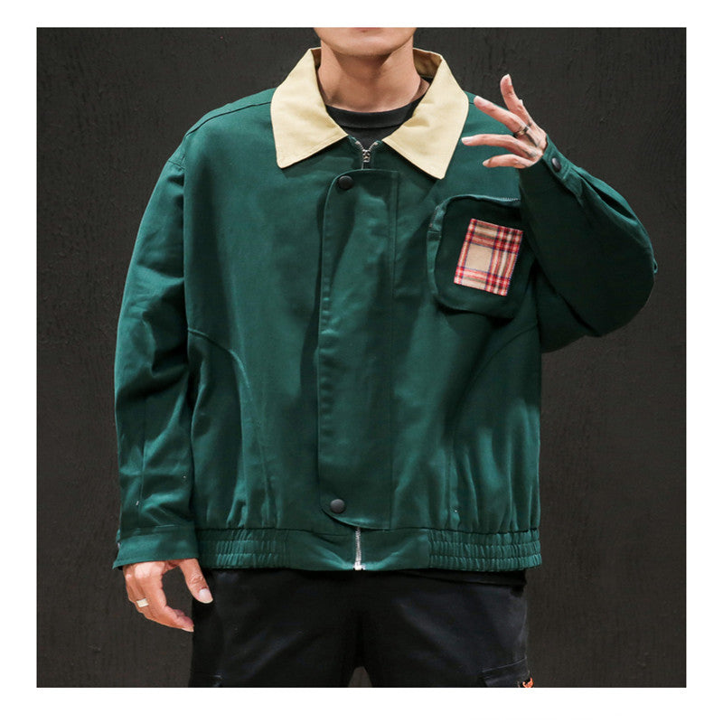 Contrast collar lapel tooling jacket men