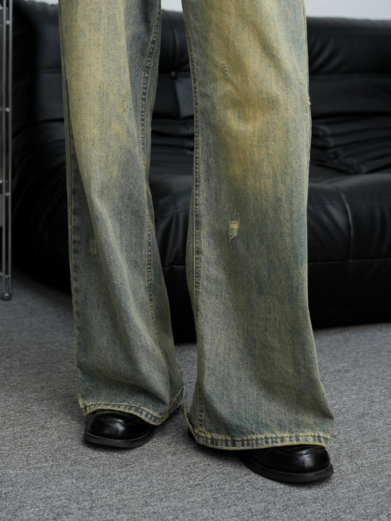 American Retro Distressed Wide Leg Jeans