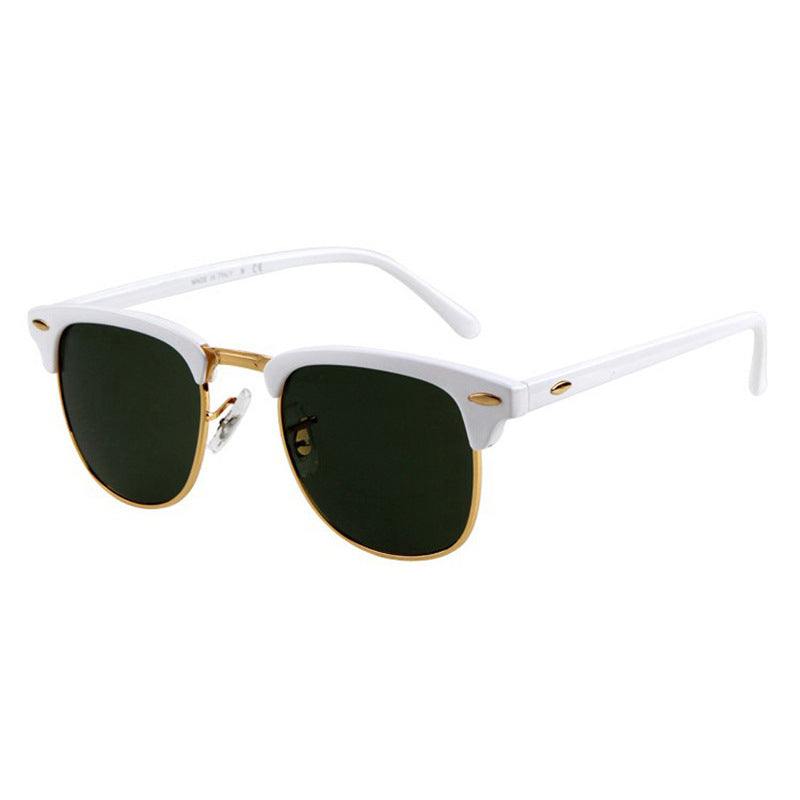 metal half frame sunglasses