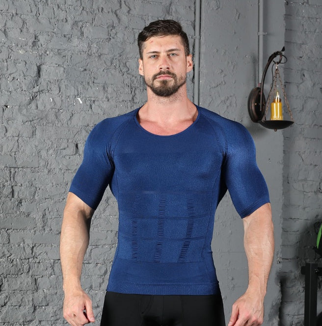 Male Chest Compression T-shirt Fitness Hero Belly Buster Slimming t-shirt