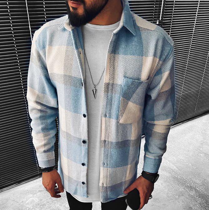 Plaid Pocket Long Sleeve Shirt