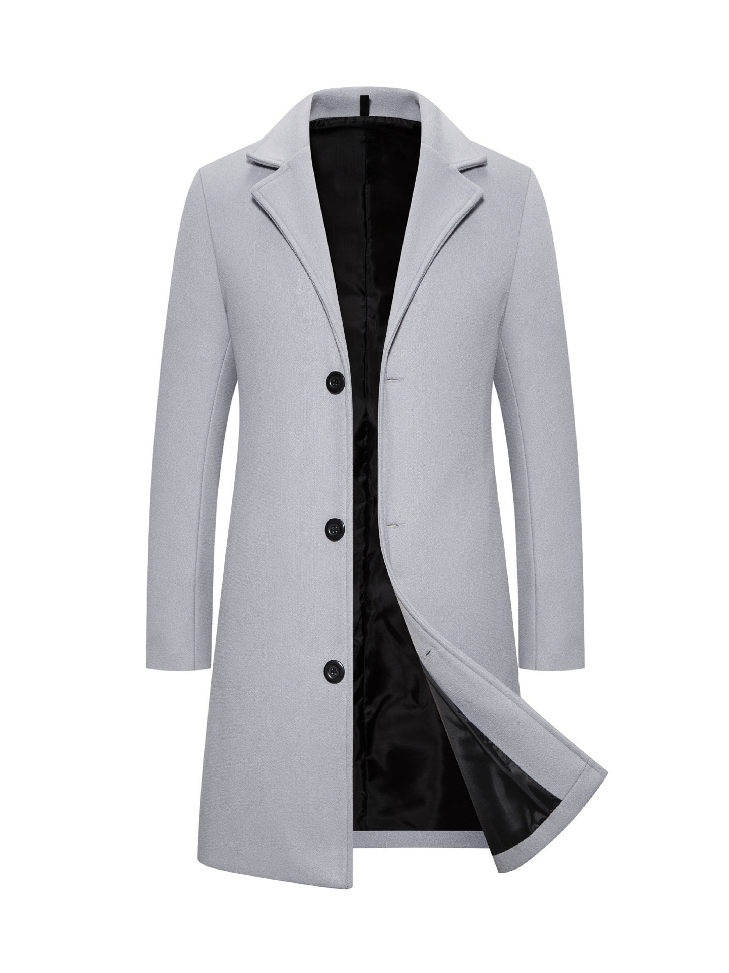 Men's Woolen Slim-fit Mid-length Trench Coat