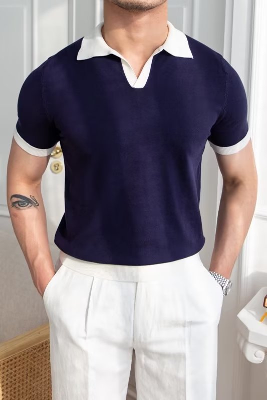 Men's Japanese Solid Color Short-sleeved Polo Shirt