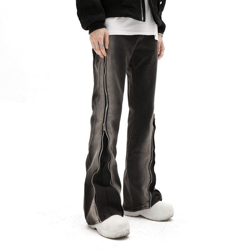 Zipper Straight-leg Trousers Men